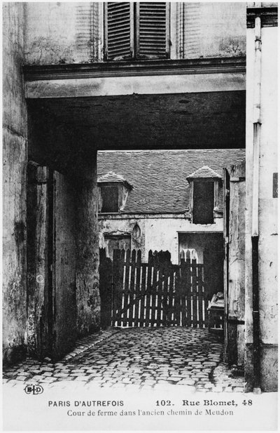 Postkarte mit der Rue Blomet, Paris, um 1900 von French Photographer